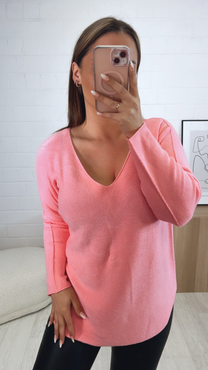 Leichter, super weicher Pullover, V-Ausschnitt / soft pink Art. 9512