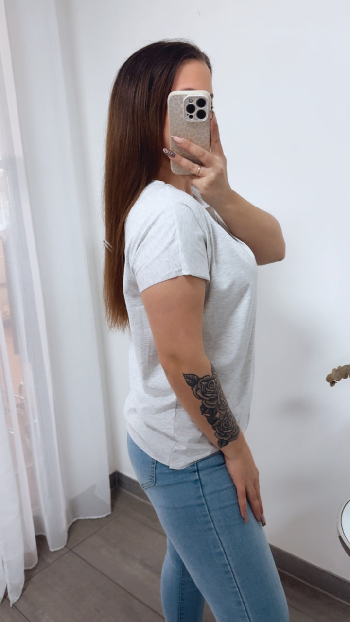 Baumwoll Basic T-Shirt / hell grau Art. 14232