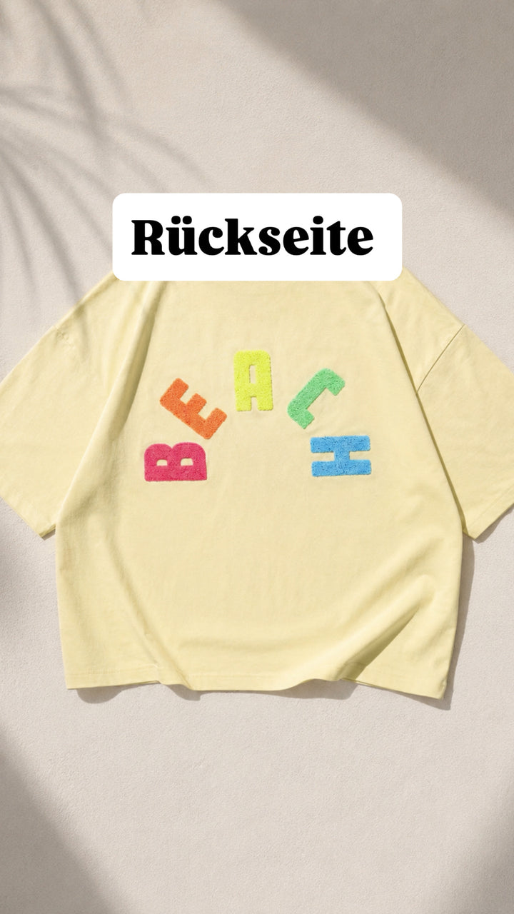 oversize kurzarm Sweater " Beach " / soft gelb Art. 15270