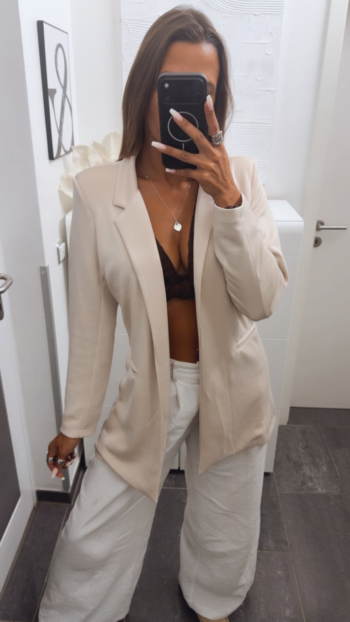 BUTTERSTOFF Long Blazer / creme beige Art. 16137