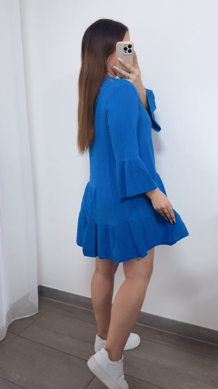 Musselin Kleid / Tunika / royal blau Art. 14467