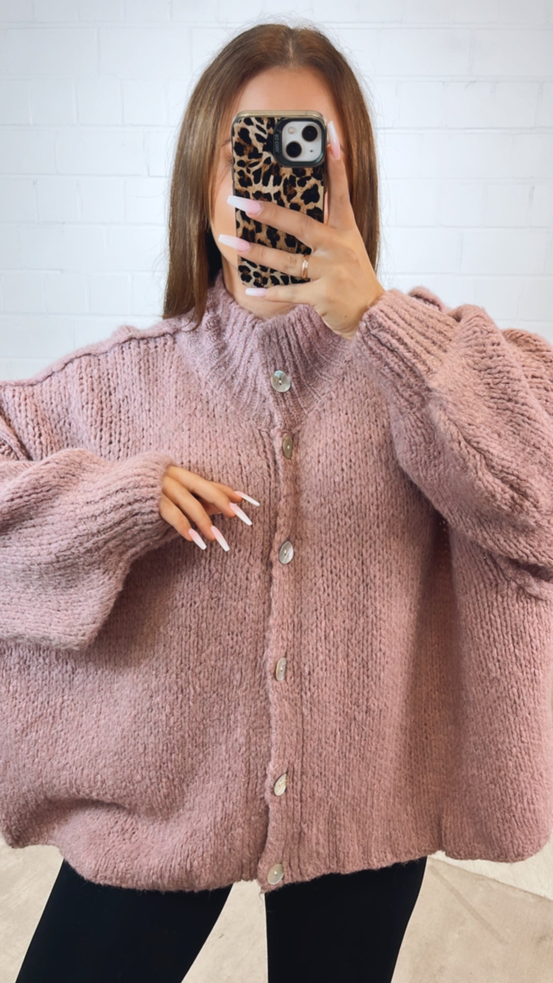 PERLMUTT KNÖPFE Kuschel Cardigan / beere Art. 12360