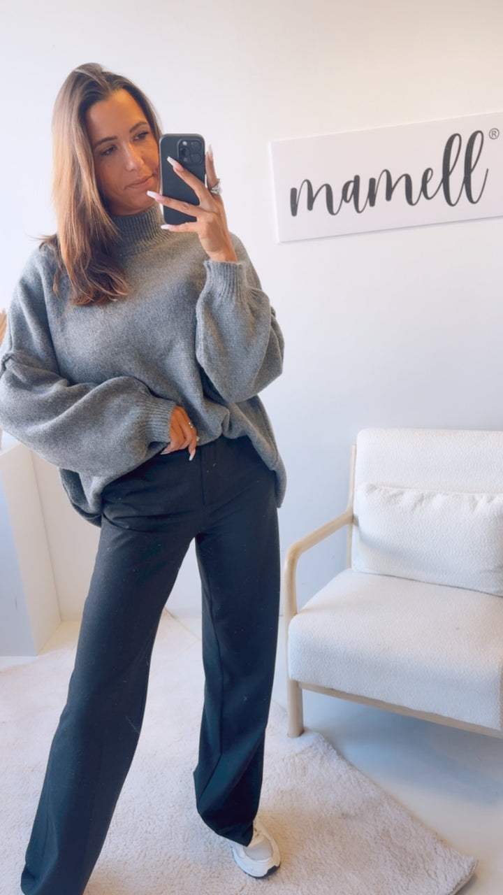 wollfreier Oversize Pullover / dunkel grau Art. 12896