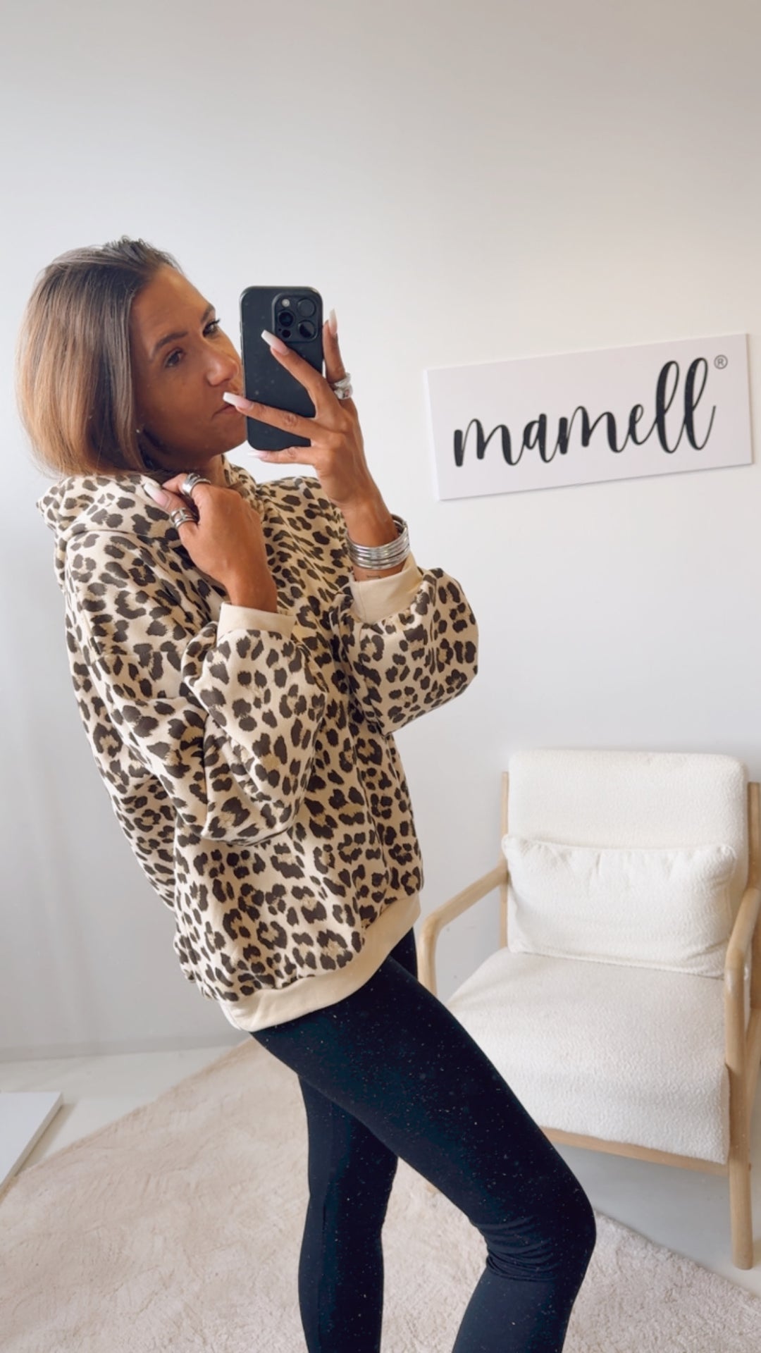 LEO Hoodie mit Kapuze / beige - schwarz - braun Art. 12470