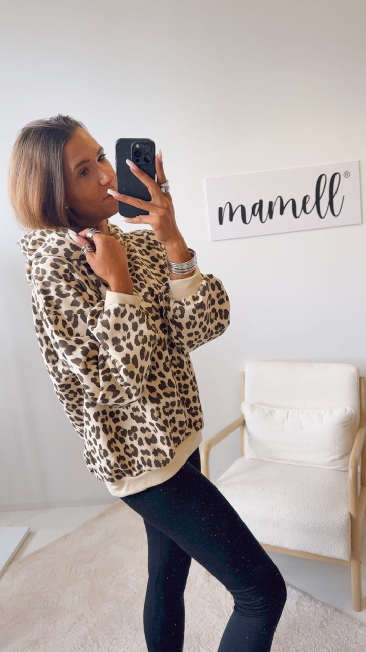 LEO Hoodie mit Kapuze / beige - schwarz - braun Art. 12470