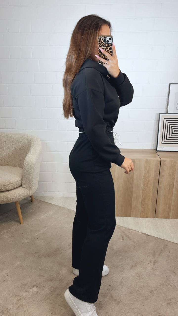 dreiteiliges Set aus Hose, Jacke und Bustier Top " Your outfit can be " / schwarz Art. 12737