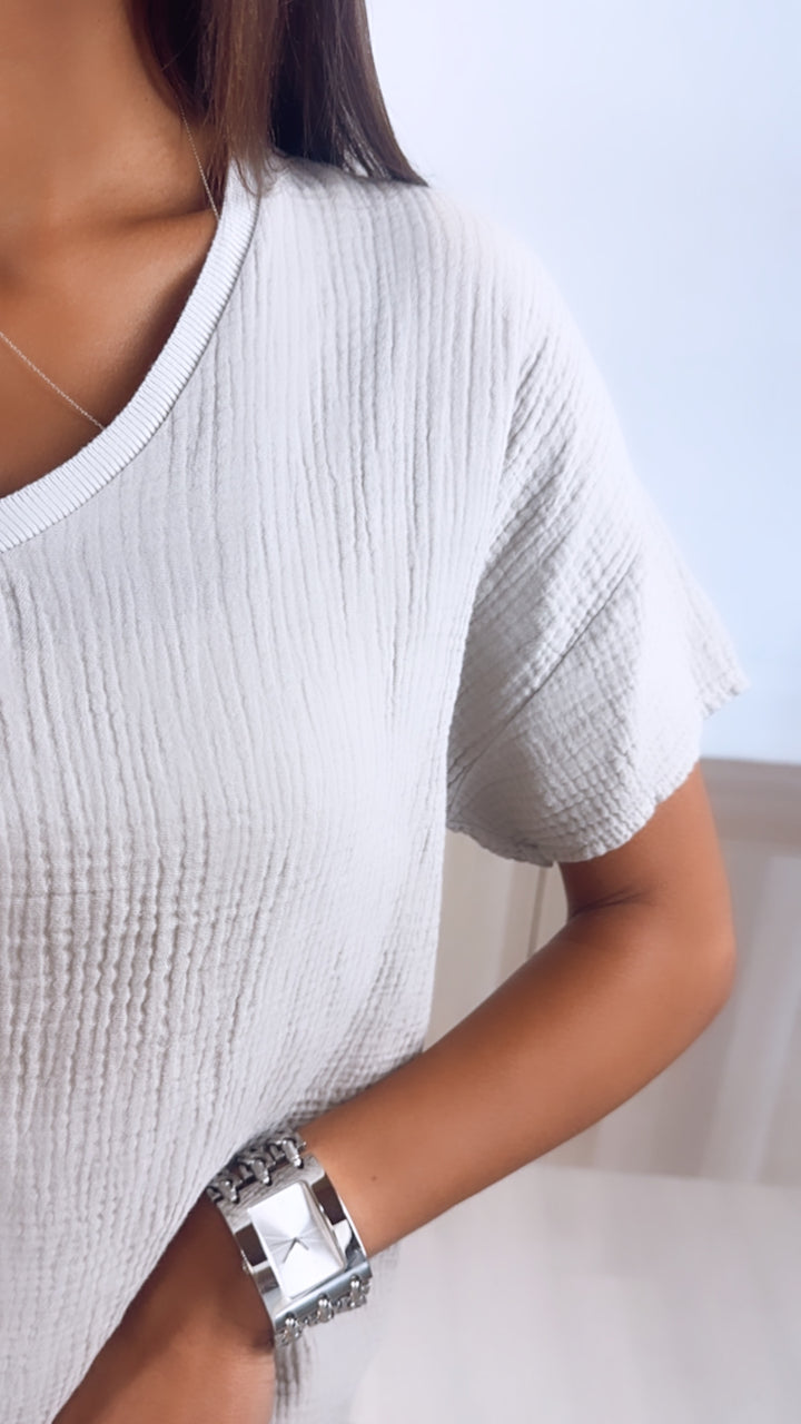 Musselin T-shirt, weiter Schnitt / beige Art. 6599
