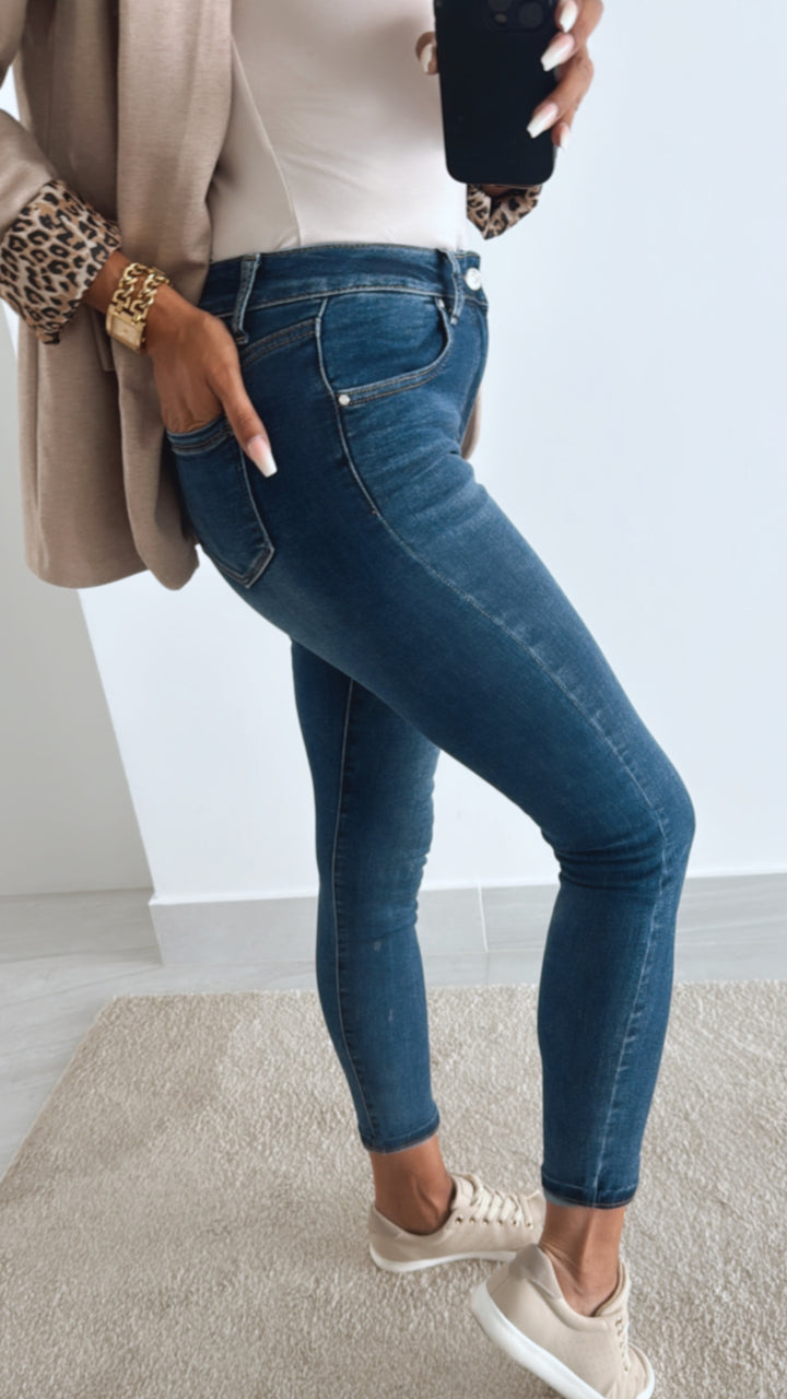high waist Jeans Hose " HM5348-1 " / dunkel blau Art. 11109