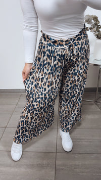 LEO Plissee Hose / blau - creme - camel Art. 13174