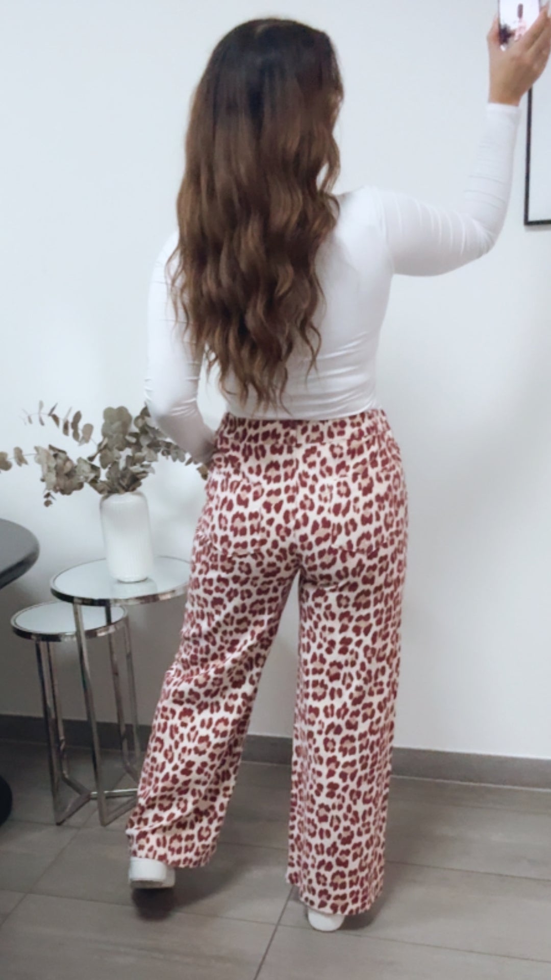 LEO elastische, gradlinige Jeans Hose / creme - bordeaux rot Art. 13164