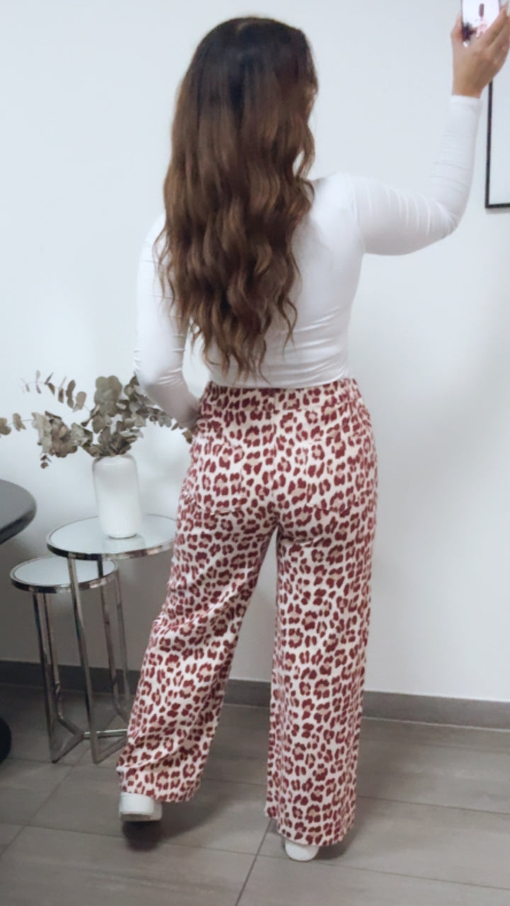 LEO elastische, gradlinige Jeans Hose / creme - bordeaux rot Art. 13164