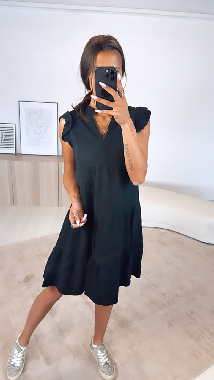 Musselin Hängerchen Kleid / schwarz Art. 6119