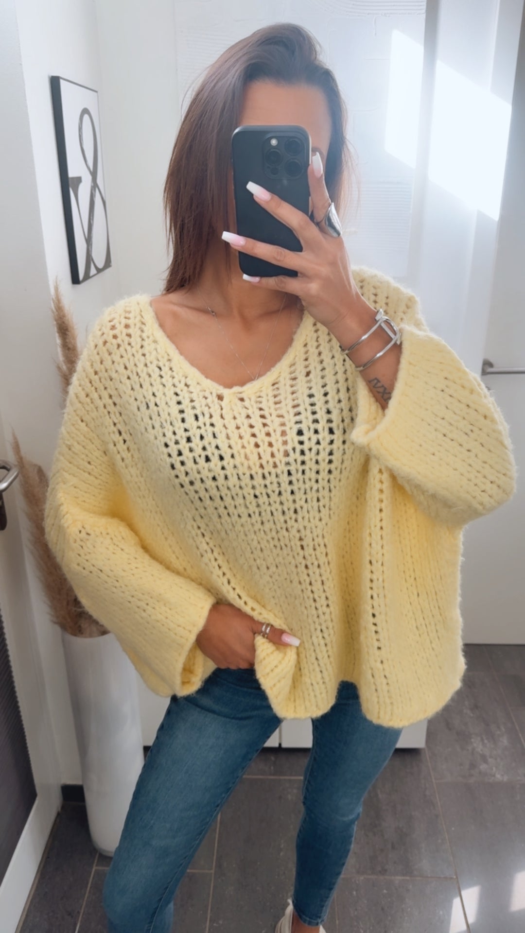 Kuscheliger Grober Strick Pullover / gelb Art.14565
