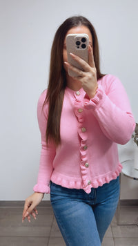 VOLANT leichter Strick Cardigan, goldene Knöpfe / soft pink Art. 13802