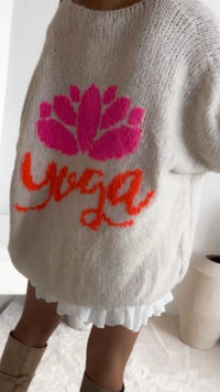 Strick Pullover " Yoga " / creme - neon pink - neon orange Art. 12668