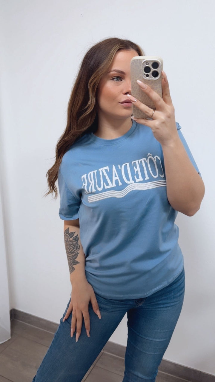 T-Shirt " Côte D'Azure " / Denim blau Art. 14726