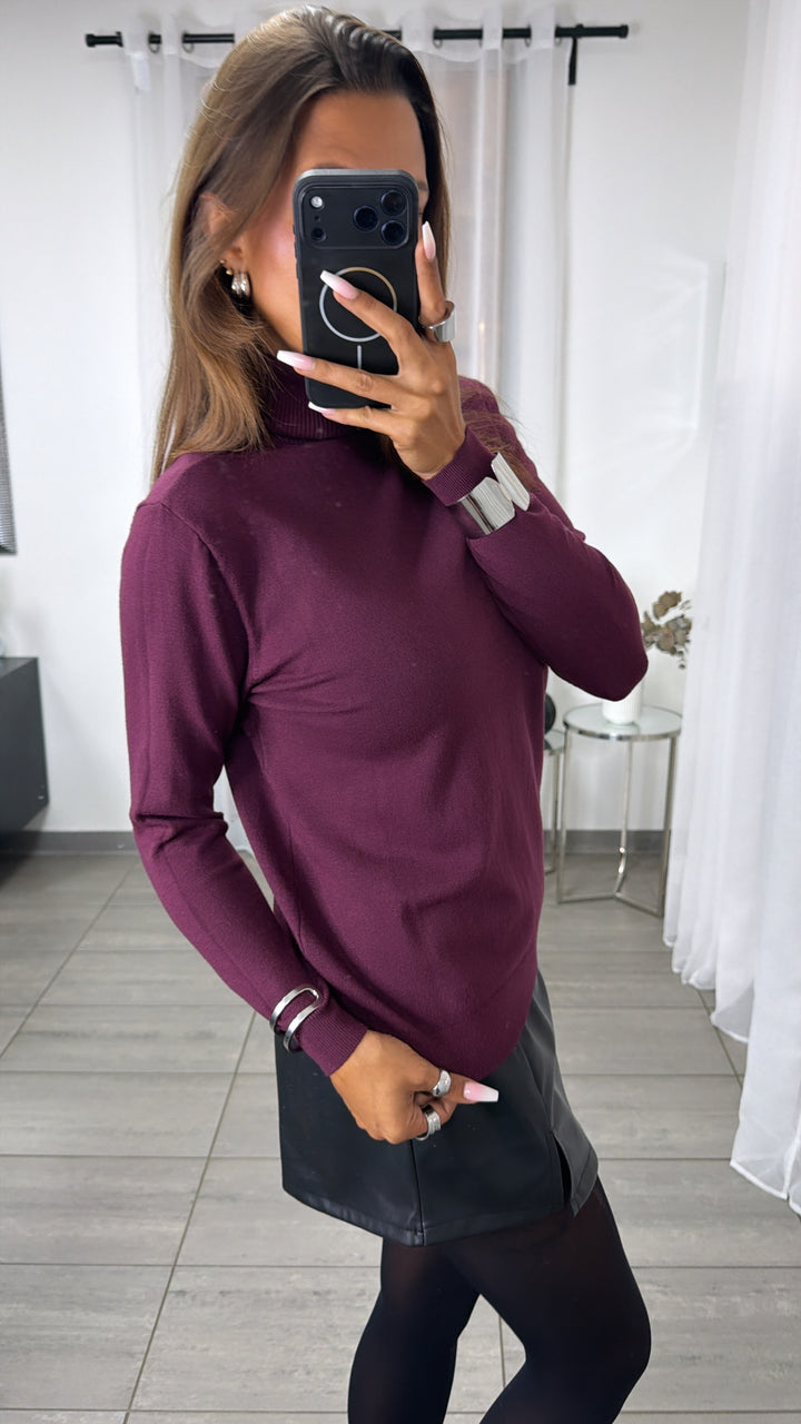 Rollkragen Feinstrick Pullover / burgundy Art.16289