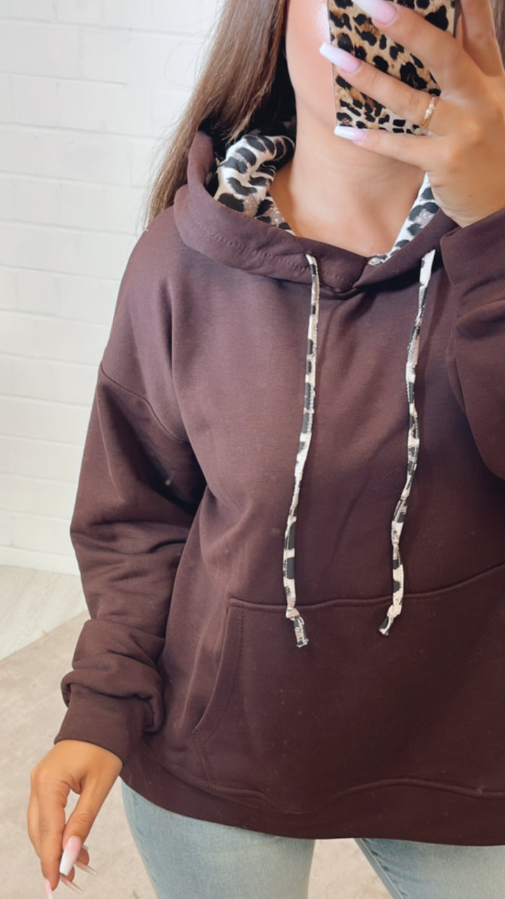 LEO Kapuzen Hoodie / dunkel braun Art. 11213