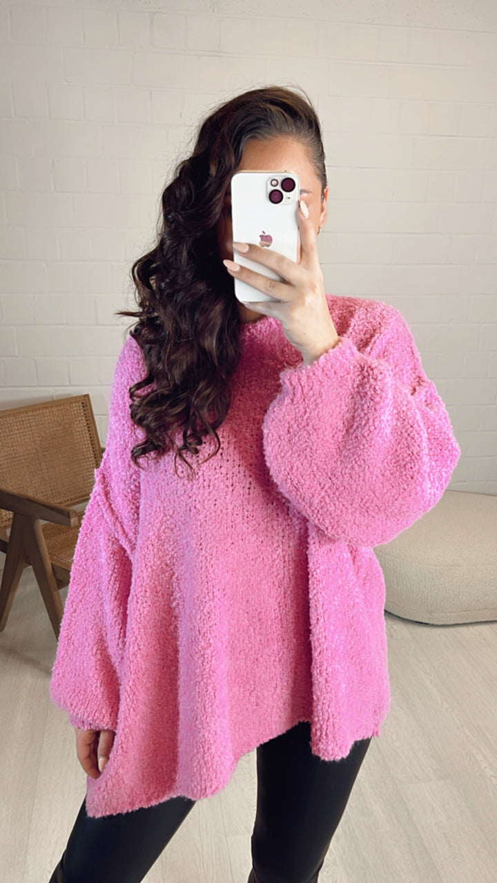 TEDDY Oversize Pullover mit hohem Ausschnitt / soft pink Art. 8128