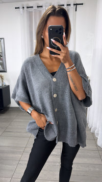 Ärmelloser Oversize Cardigan / grau Art.16359
