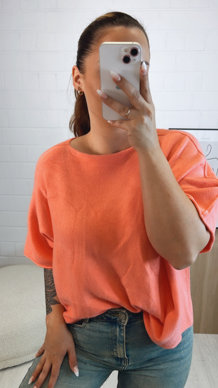Leichtes Strick oversize T-shirt / soft orange Art. 9731
