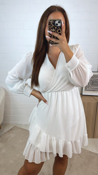 Chiffon Kleid in Wickeloptik / weiss Art. 12326