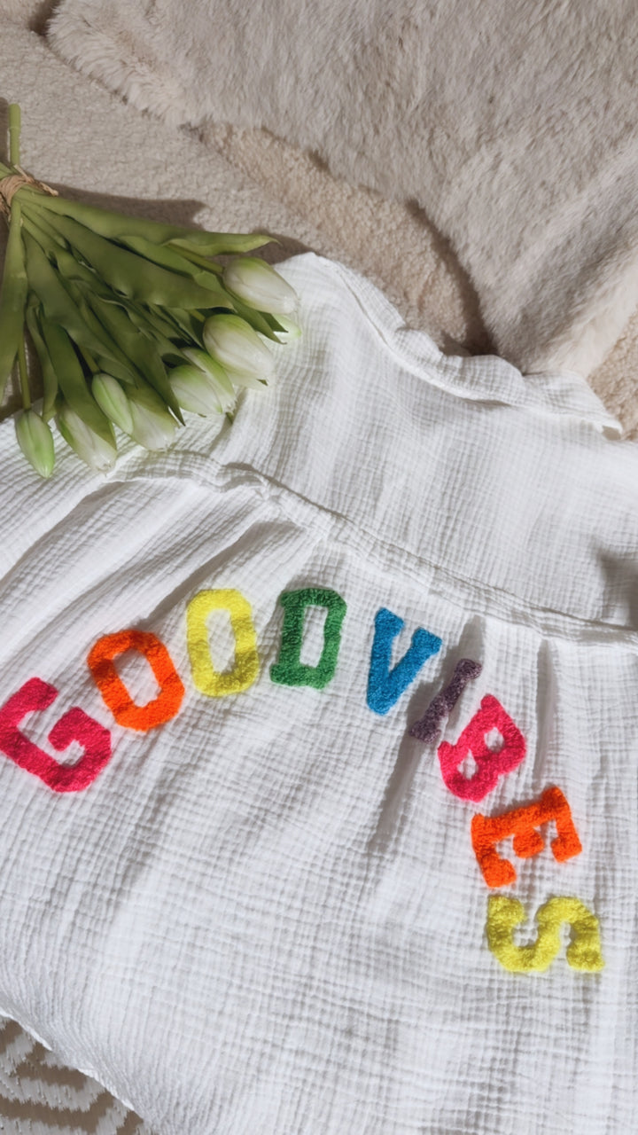 GOOD VIBES Musselin Bluse / weiß Art. 14483