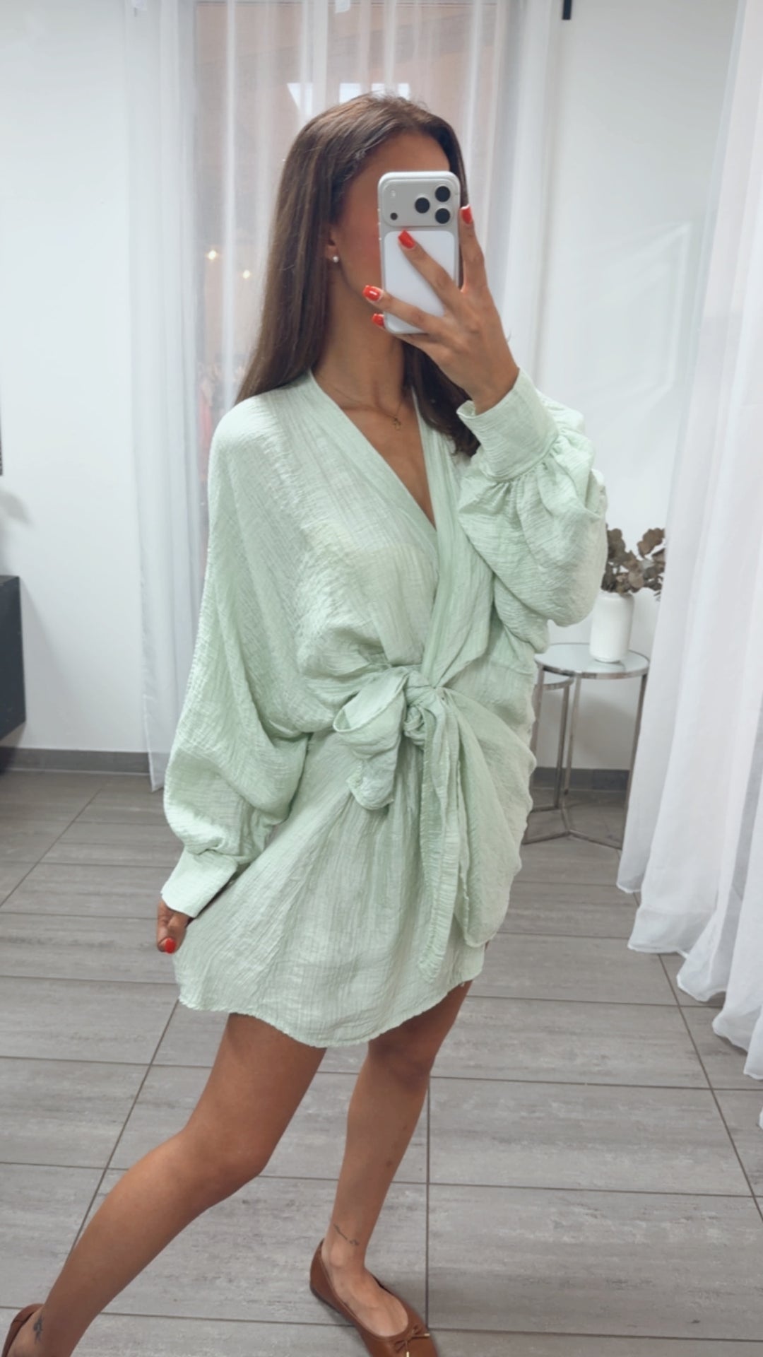 Lyocell Wickel Kleid / soft salbei Art. 15511