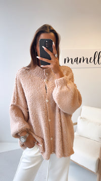 LANGER Teddy Cardigan mit goldenen Knöpfen / puder Art. 8490