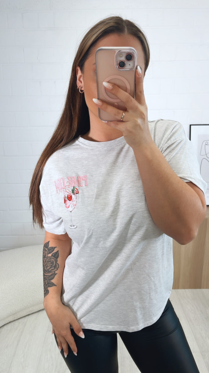 T-shirt " pink strawberry " / hell grau meliert Art. 9533