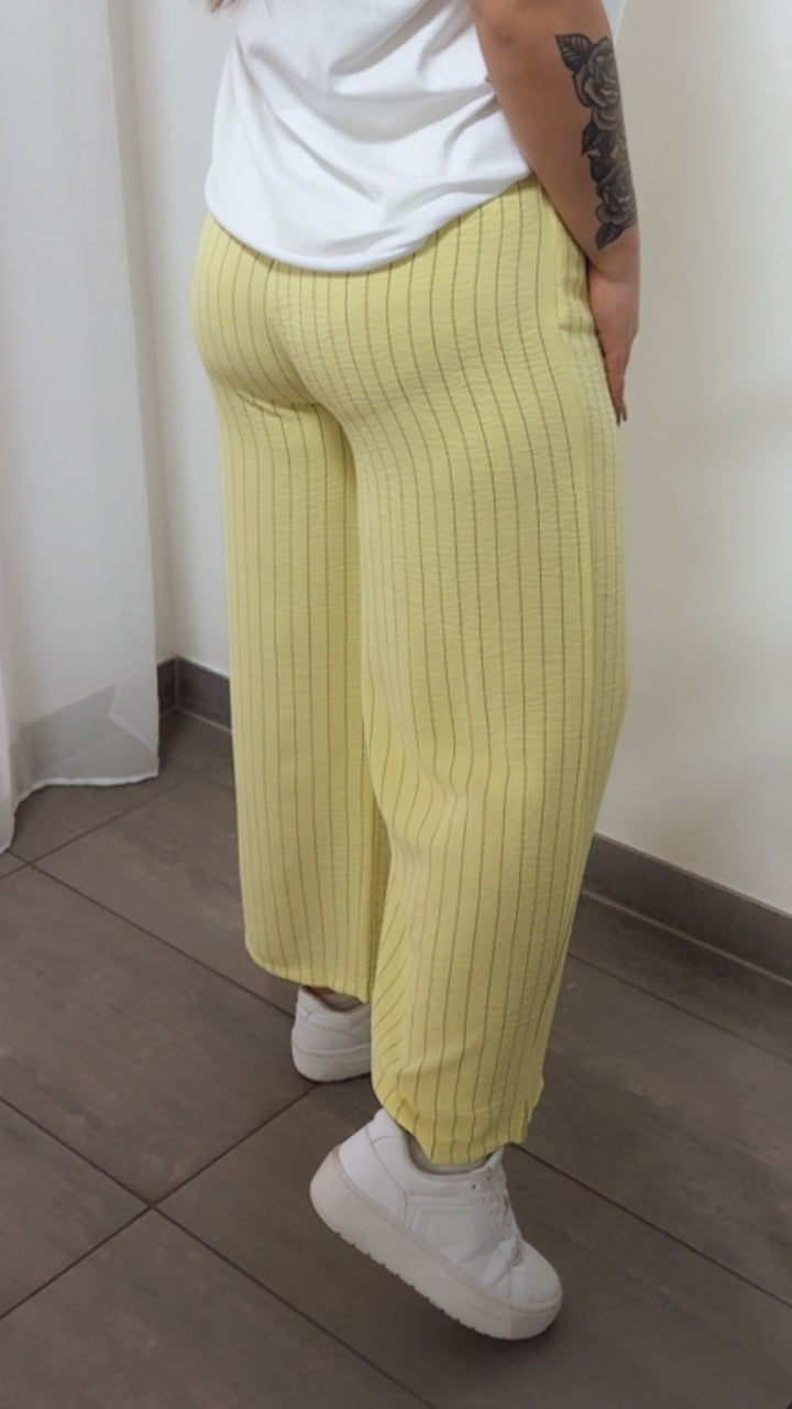 NADELSTREIFEN luftige, elastische Hose / citrus gelb - schwarz Art. 14219