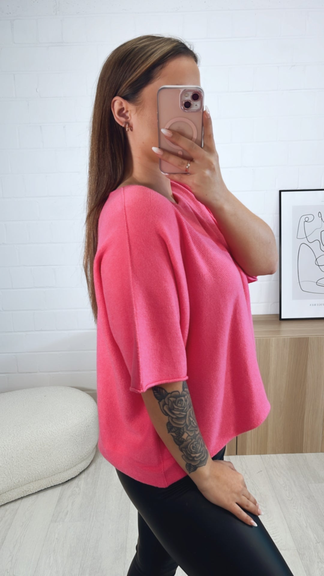 Leichtes Strick oversize T-shirt / pink Art. 9513