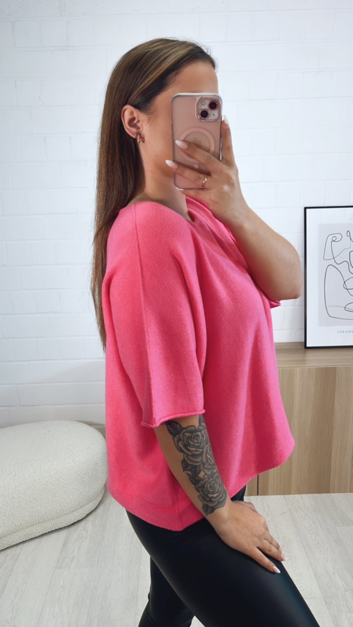 Leichtes Strick oversize T-shirt / pink Art. 9513