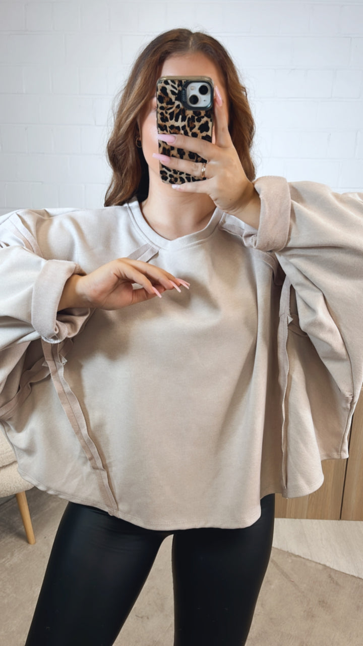 Sweater mit aufgesetzten Nähten / beige Art. 12544