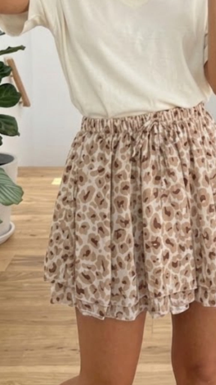 LEO Volant Hosen Rock / weiss - beige - braun Art. 15507