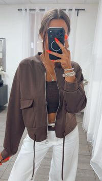 Casual Jacke mit Taschen / braun Art. 16163