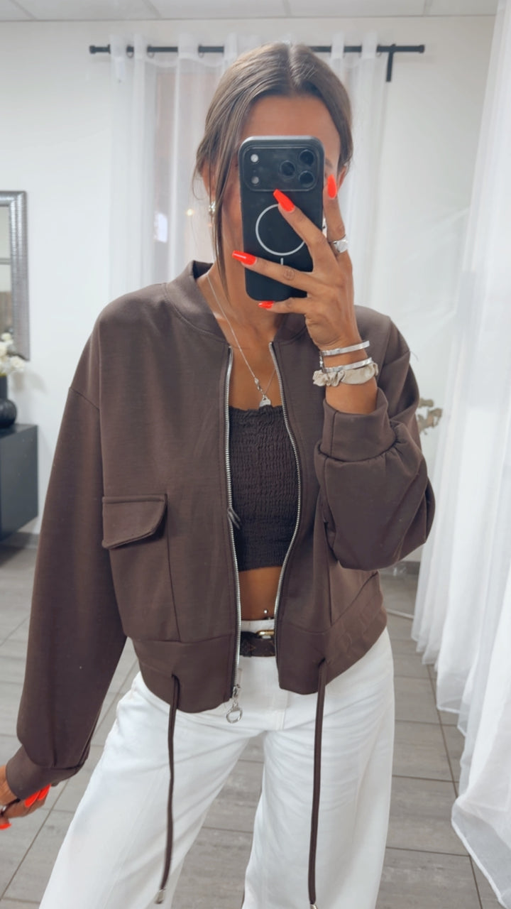 Casual Jacke mit Taschen / braun Art. 16163