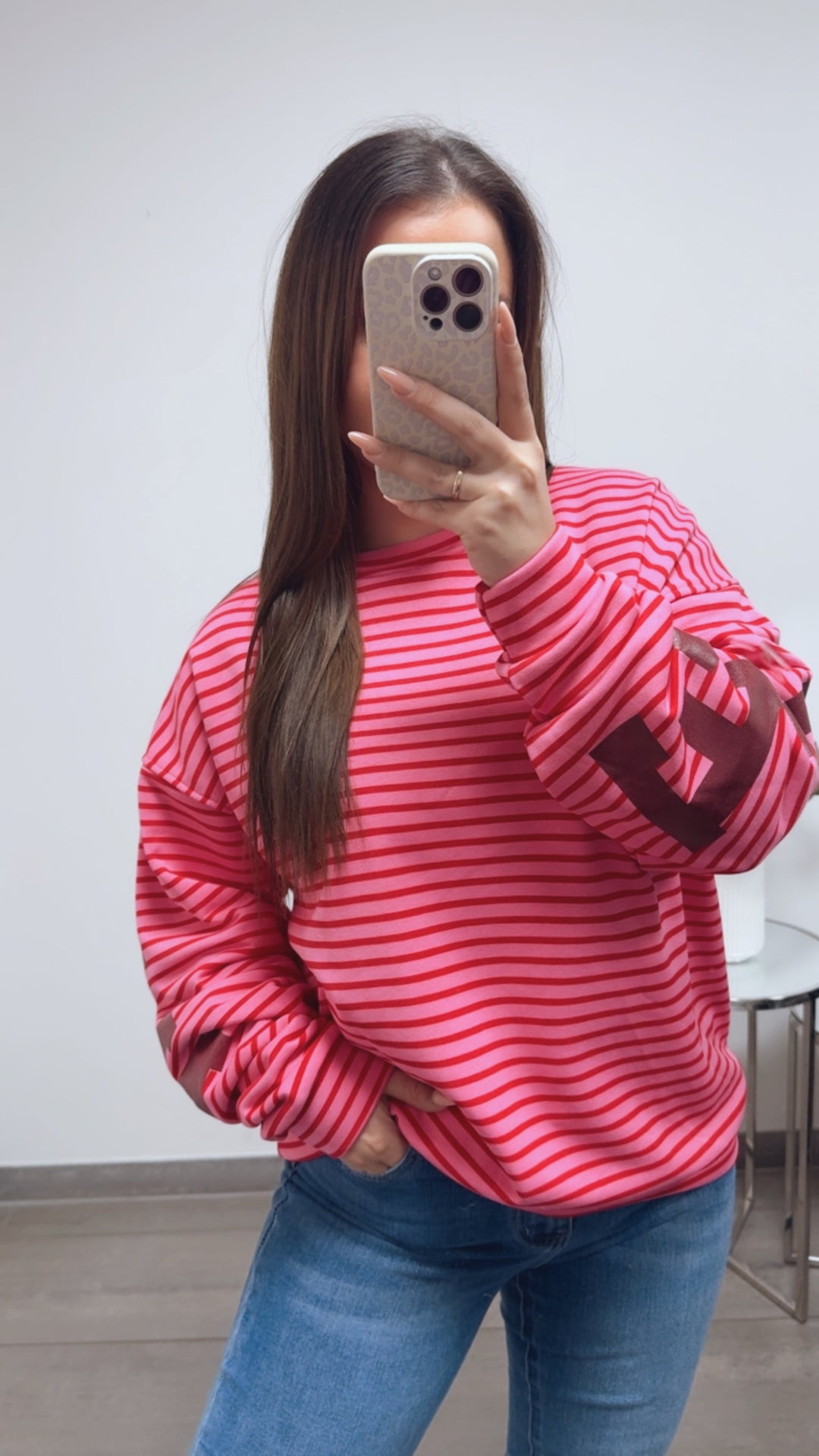 DÜNNE STREIFEN Pullover " all damn day " / pink - rot - bordeaux rot Art. 13701