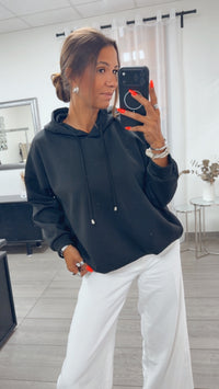 Hoodie mit Ballonsaum / schwarz Art. 16164