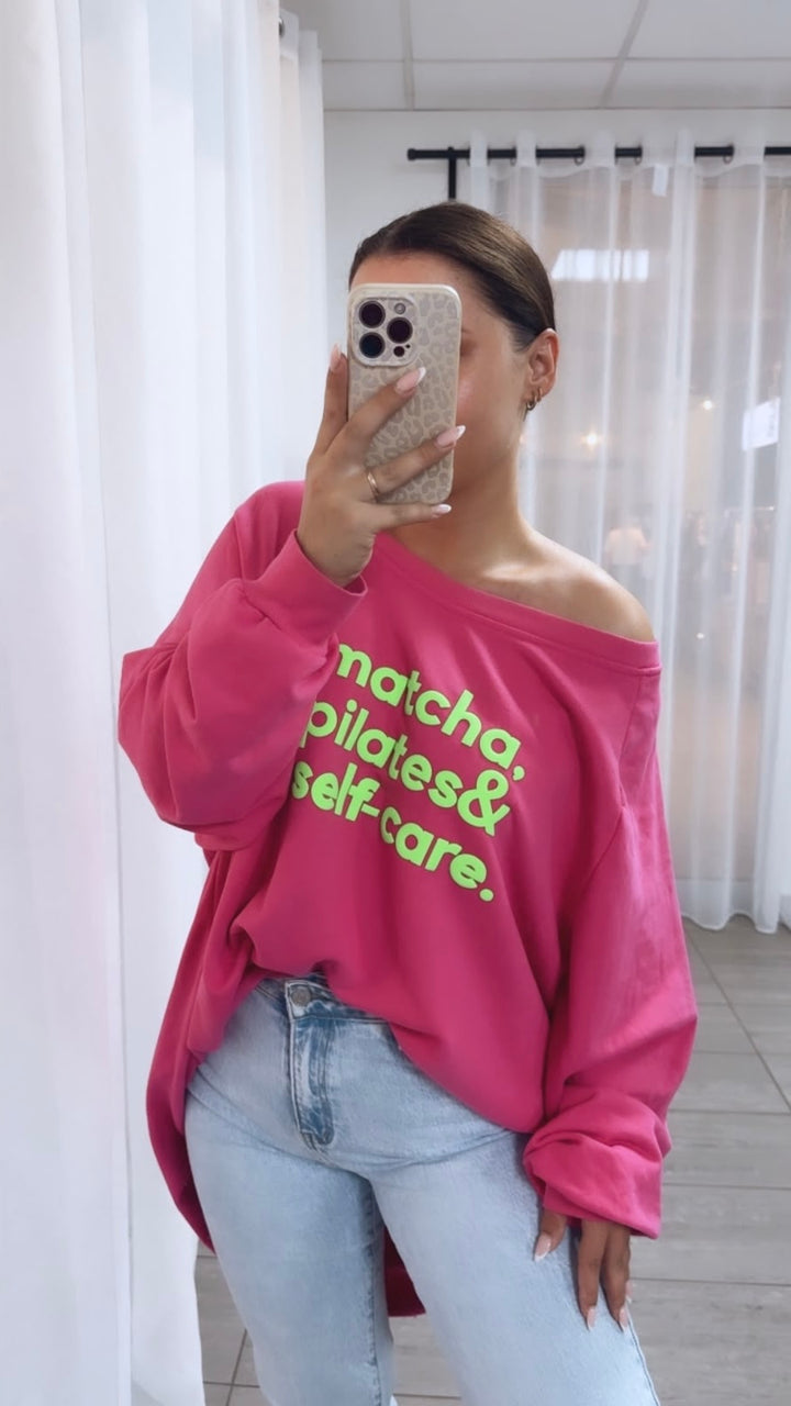 VOKUHILA "Matcha"  ultra weiter Long Sweater / pink Art. 14927