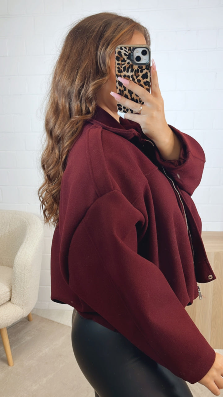 schlichte TREND Loose Fit Jacke / bordeaux rot Art. 12615