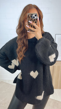 HERZEN Oversize Kuschel - Pullover / schwarz - beige Art. 12312
