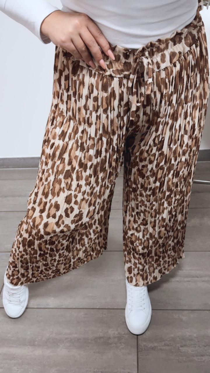 LEO Plissee Hose / camel - creme - beige Art. 13173