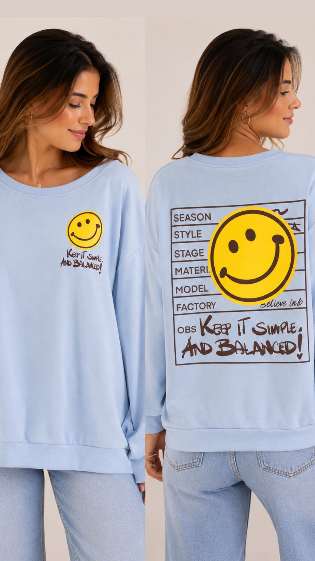 Sweater " Keep It Simple " / hell blau Art. 15556
