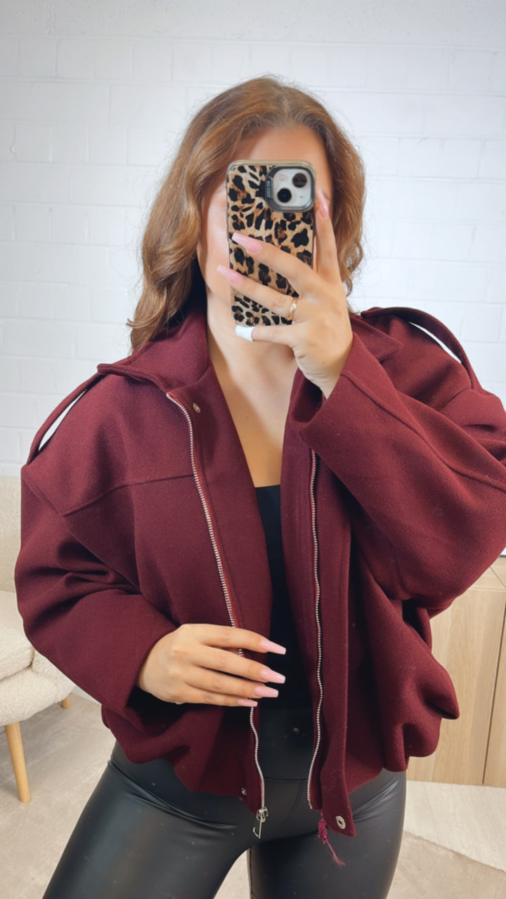 schlichte TREND Loose Fit Jacke / bordeaux rot Art. 12615