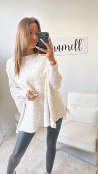 LEO ultra weicher Pullover mit Fledermausärmeln / creme - weiss Art. 11167