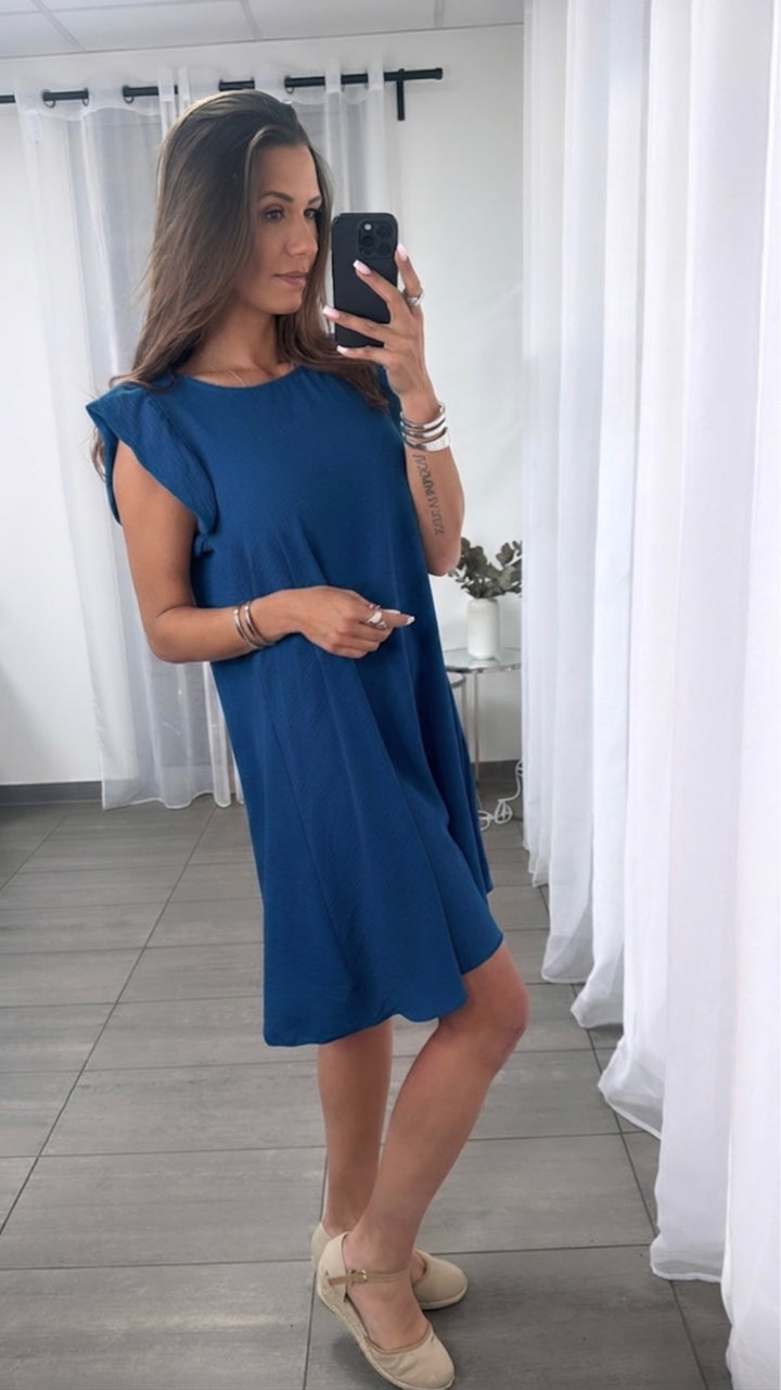 schlichtes Hängerchen / Kleid mit kurzen Ärmeln / dunkel blau  Art. 6291