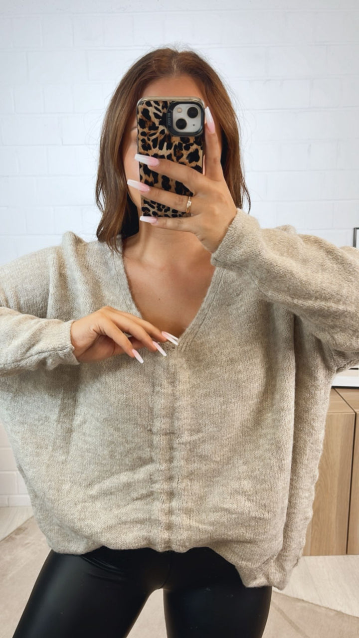 Pullover zum Raffen / beige Art. 12335