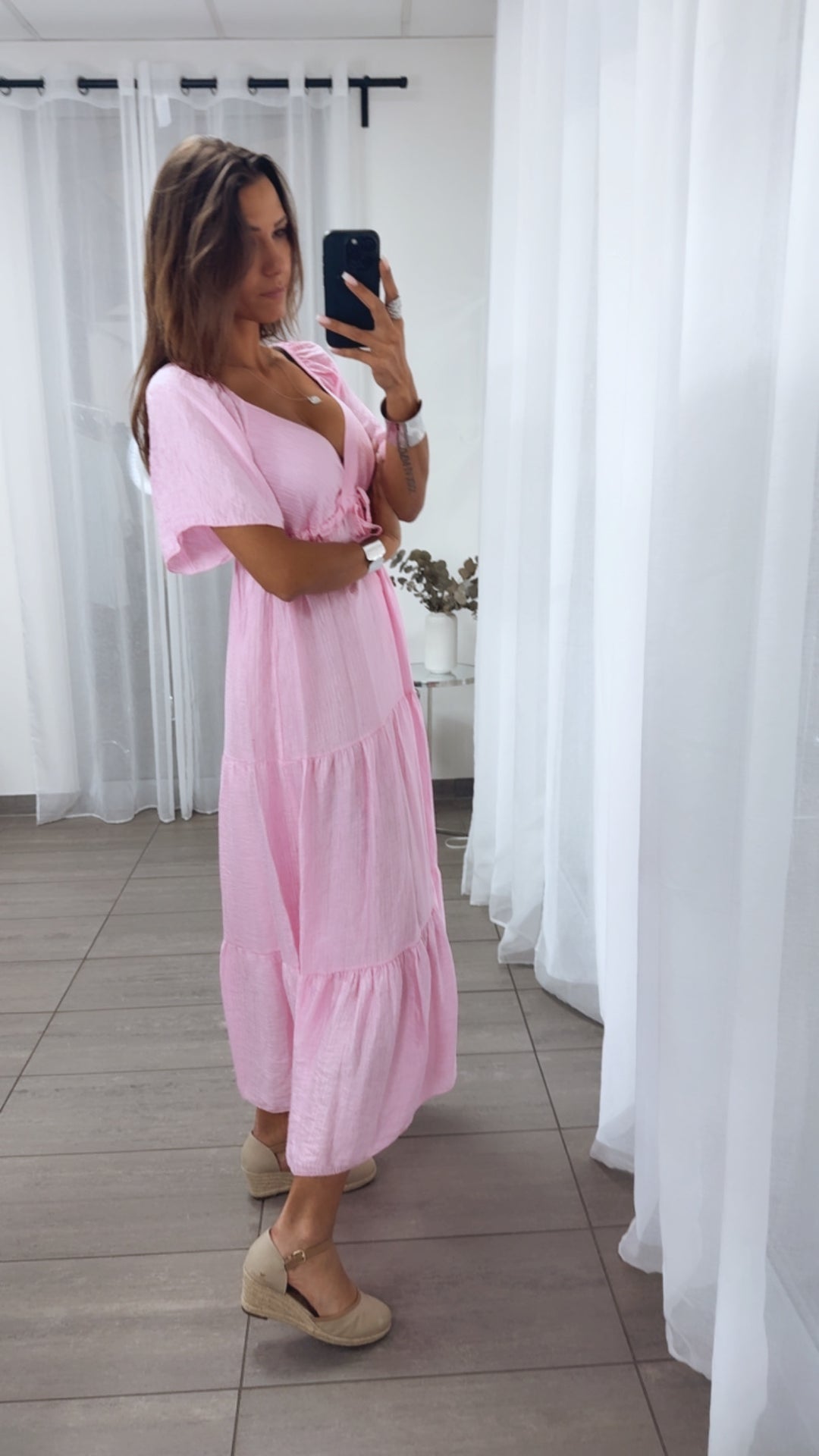 Maxi Lyocell Kleid mit verstellbarem Brustbereich / soft pink Art. 14910