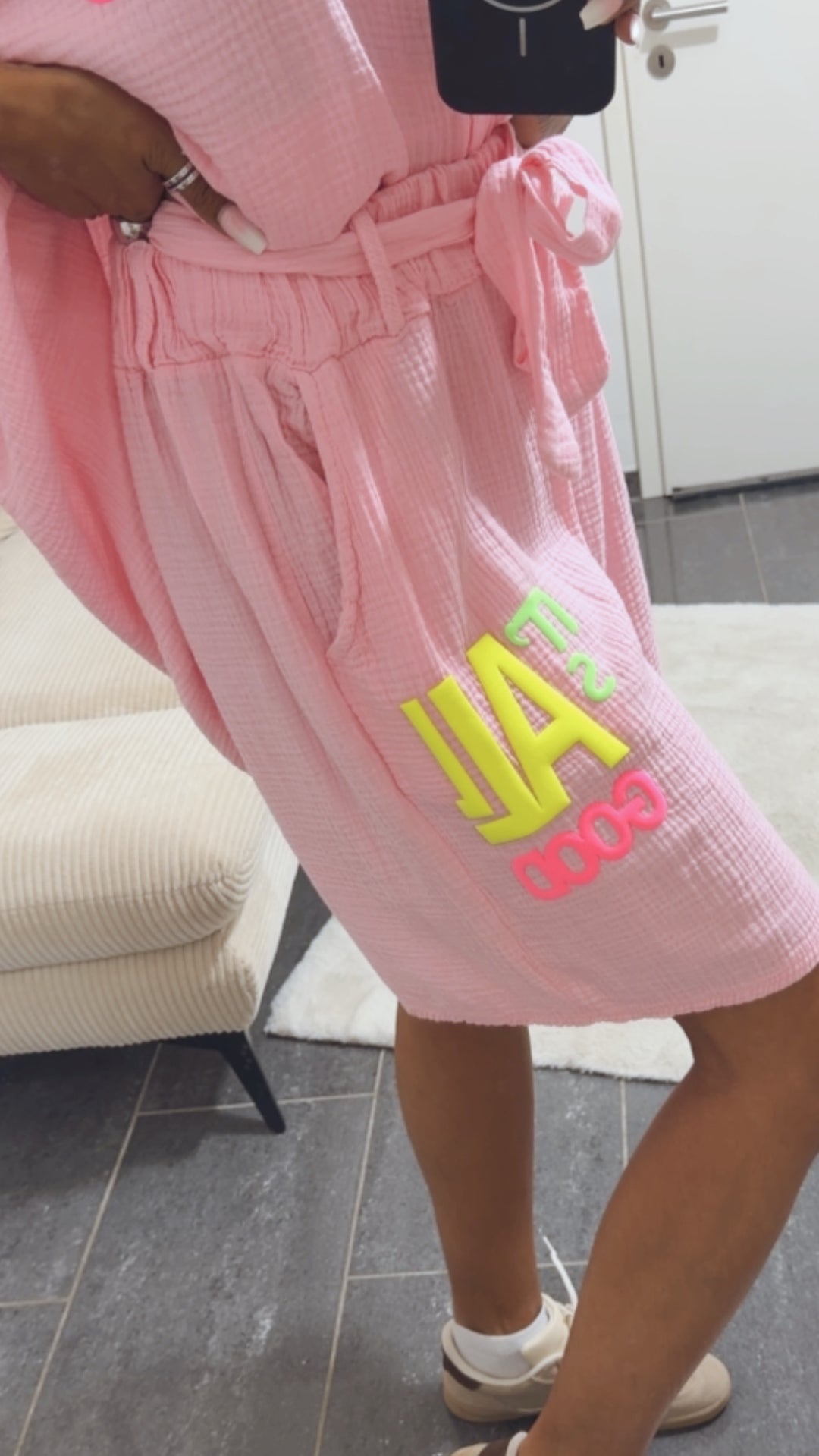MUSSELIN Shorts " It´s all good " / soft pink Art. 15762